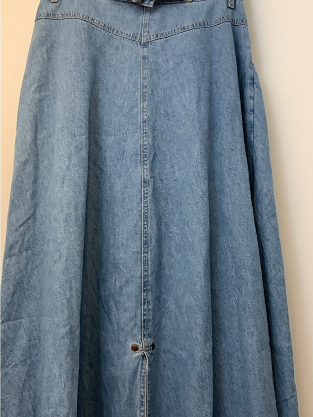 Vintage Light Blue Button-Front A-Line Denim Skirt - Picture 3 of 4